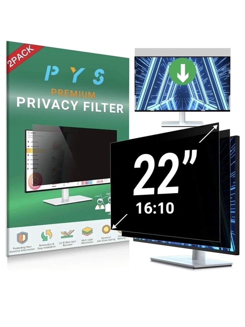 [2-Pack] 22 Inch Privacy Screen for 16:10 Computer Monitor, New in Package